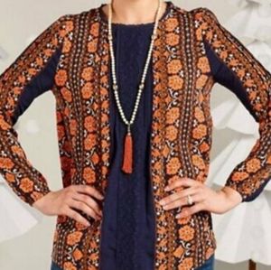 Matilda Jane top orange and blue long sleeve blouse. Medium